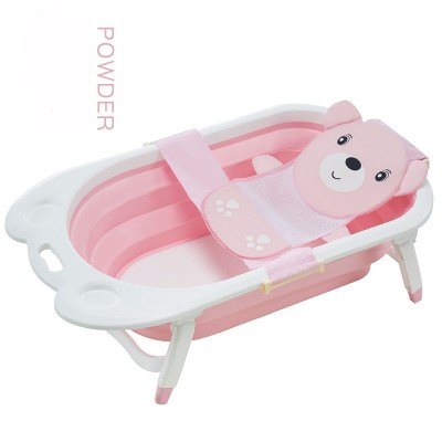 Baby Folding Bathtub, Infant Collapsible Portable Shower Basin with Non Slip Mat easy for travelling
