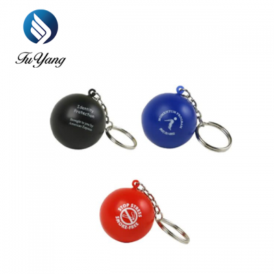 promotional toy print logo custom PU foam 4cm round Stress Ball KeyChain